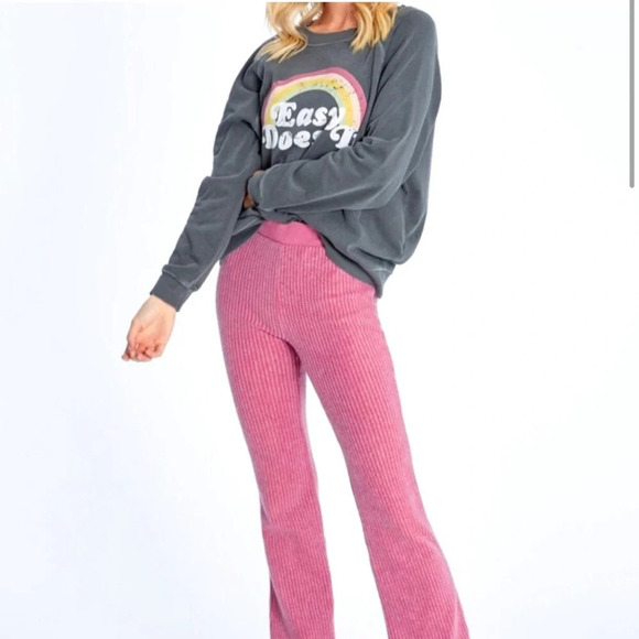 Wildfox Easy Does It Sweatshirt Charcoal Rainbow Medium Graphic Boho Oversized - Picture 3 of 9